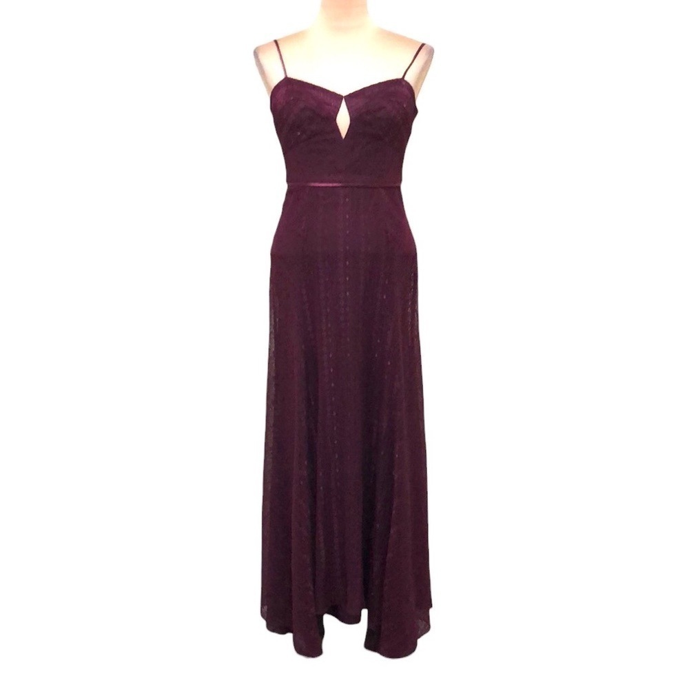 Jill Stuart Eliza Dress Size 0 Wine Red Floral Lace Asymmetrical Cutout Slip